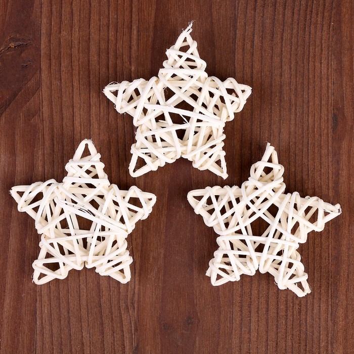 Декор для творчества из лозы &laquo;Звезда&raquo; набор 3 шт., размер 1 шт. &mdash; 6,5 см, цвет натуральный