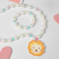 Набор детский &laquo;Выбражулька&raquo; 2 предмета: браслет, кулон, львёнок, цветной