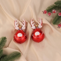 Украшение ёлочное "Улыбчивый олень" (набор 2 шт) 10х5 см, красный