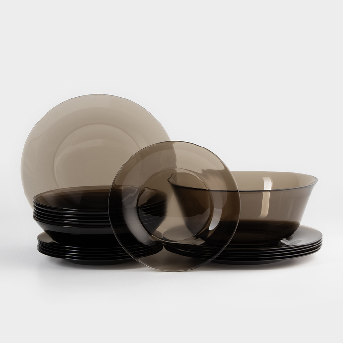 Сервиз столовый стеклянный &laquo;Амбьянте&raquo;, 19 предметов, цвет коричневый