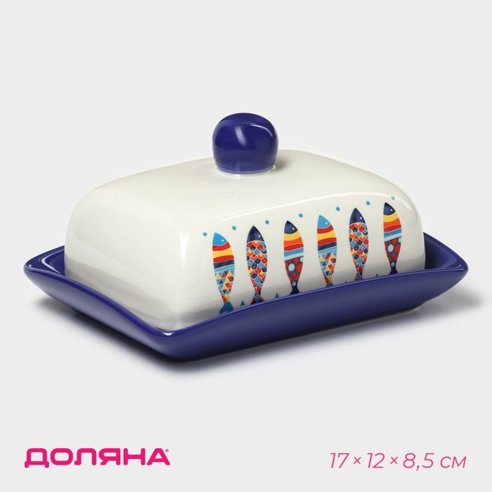 Маслёнка Доляна &laquo;Емеля&raquo;, 17&times;12&times;8,5 см, цвет белый