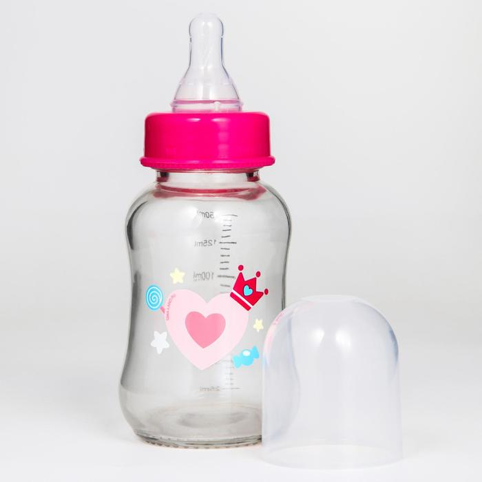 Бутылочка для кормления стекло &laquo;Зайка Полли&raquo;, классическое горло, средний поток, 150 мл., от 3 мес.