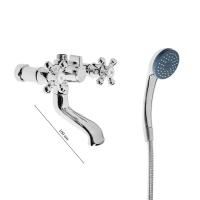 Cмеситель для ванны "Эверест" B30-333, двухвентильный, короткий излив, душевой набор, хром Cмеситель для ванны "Эверест" B30-333, двухвентильный, короткий излив, душевой набор, хром