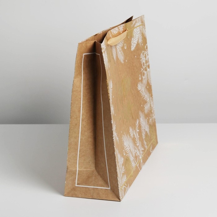 Пакет подарочный новогодний крафтовый горизонтальный «С Новым годом», L 40 х 31 х 11.5 см, Новый год Пакет подарочный новогодний крафтовый горизонтальный «С Новым годом», L 40 х 31 х 11.5 см, Новый год