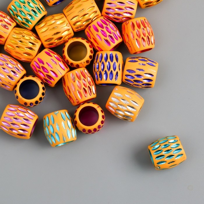 Бусины для творчества пластик "Этно. Чёрточки. Голография" набор 20 гр 1,3х1,3х1,3 см