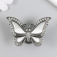 Ручка для шкатулки металл "Бабочка" стразы, состаренное серебро 3,6х5,5х2,2 см Ручка для шкатулки металл "Бабочка" стразы, состаренное серебро 3,6х5,5х2,2 см