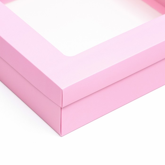 Коробка подарочная складная, упаковка, крышка-дно, розовая, с окном 30 х 30 х 8 см Коробка подарочная складная, упаковка, крышка-дно, розовая, с окном 30 х 30 х 8 см