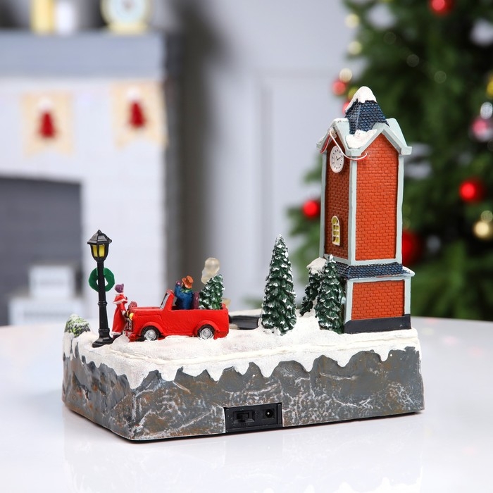 Светодиодная фигура &laquo;Ратуша&raquo; 25.5 &times; 25.5 &times; 21 см, полистоун, USB, свечение мульти