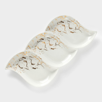 Менажница керамическая 3 ячейки &laquo;Марбл&raquo;, 36&times;17&times;3 см, цвет белый