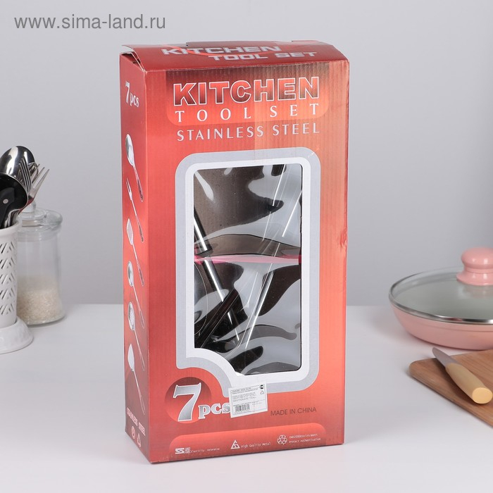 Набор кухонных принадлежностей «Помощник», 6 предметов, на подставке Набор кухонных принадлежностей «Помощник», 6 предметов, на подставке