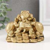 Нэцке полистоун бронза "Черепахи с жабой" 7х9х6,5 см