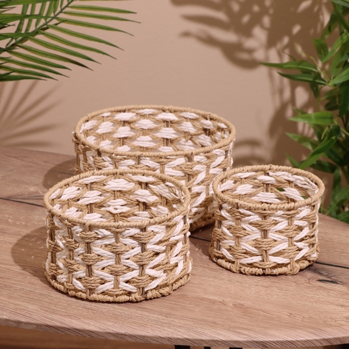 Набор плетёных корзин, 3 шт, 23х19х15 см Набор плетёных корзин, 3 шт, 23х19х15 см