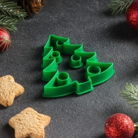 Форма для печенья &laquo;Ёлочка&raquo;, вырубка, штамп, 8,5&times;8 см, цвет зелёный