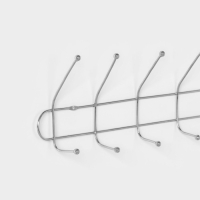 Вешалка настенная на 6 двойных крючков Доляна &laquo;Блеск&raquo;, 48&times;13,5&times;6,5 см, цвет серебряный