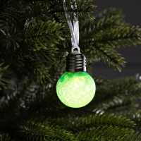 Елочный шар &laquo;Зимний узор зеленый&raquo; d=5 см, 1 LED, AG13x3 (в комплекте), свечение тёплое белое