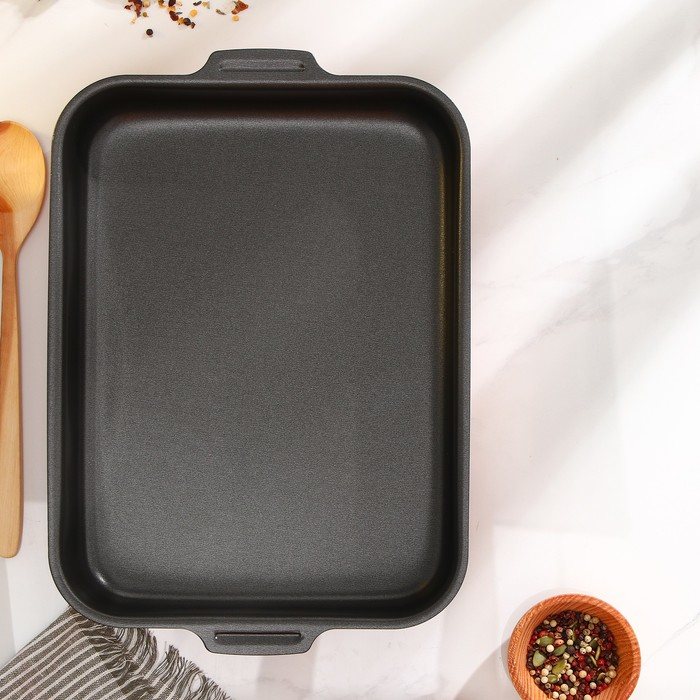 Противень прямоугольный, 23&times;30 см, h= 7 см, с крышкой, антипригарное покрытие, цвет синий