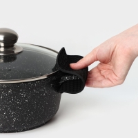 Коврик - подставка под горячее силиконовый, d=140 мм, толщина=3.5 мм, цвет черный