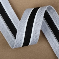 Тесьма трикотажная лампас 30 мм, 9,1 &plusmn; 0,5 м, цвет серый/чёрный