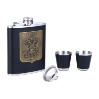 Подарочный набор 4 в 1 "Герб России": фляжка 210 мл, воронка, 2 рюмки, черный, 17 х 20 см Подарочный набор 4 в 1 "Герб России": фляжка 210 мл, воронка, 2 рюмки, черный, 17 х 20 см