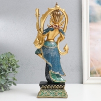 Сувенир полистоун "Танцующее божество с музыкальным инструментом" сине-золотой 13х9х34 см Сувенир полистоун "Танцующее божество с музыкальным инструментом" сине-золотой 13х9х34 см