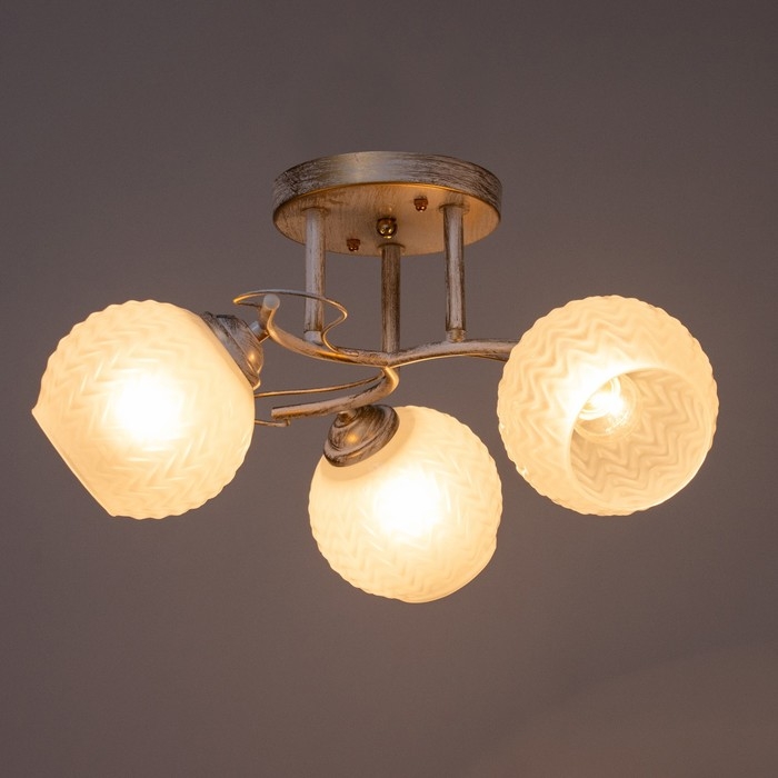 Люстра "Амелия" 3х60вт Е27 бело золотой  46х46х22см