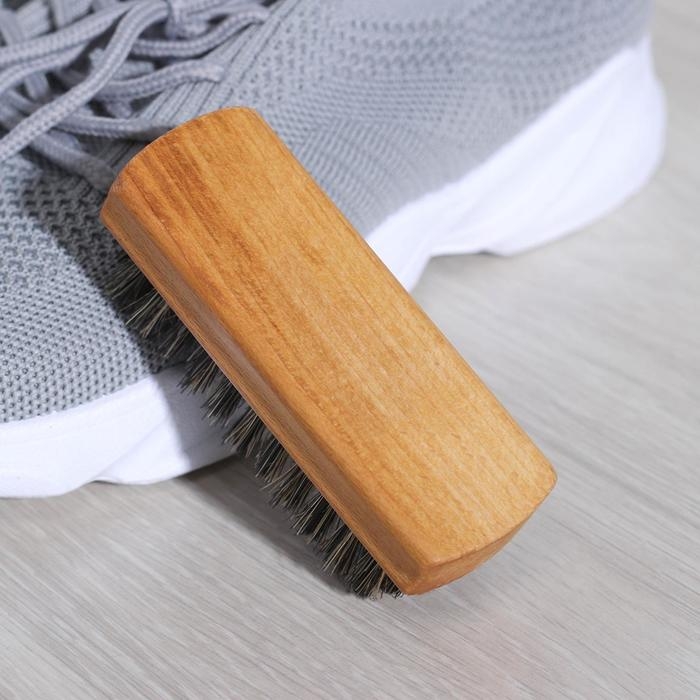 Щётка для обуви, 10,2×3,5 см, 59 пучков, натуральный волос Щётка для обуви, 10,2×3,5 см, 59 пучков, натуральный волос