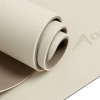 Коврик для фитнеса и йоги ONLYTOP, 183x61x 0,8 см, цвет молочный/темно-коричневый