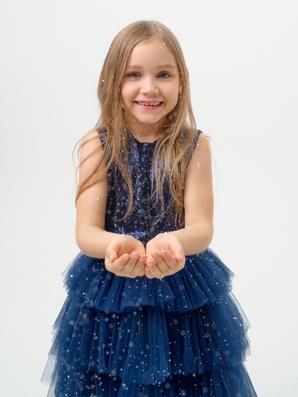 Платье детское с пайетками KAFTAN, размер 30 (98-104 см), синий Платье детское с пайетками KAFTAN, размер 30 (98-104 см), синий