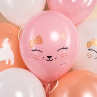 Воздушный шар латексный 12" "Кошечка с бантом" ассорти, пастель, 1ст., набор 25 шт., МИКС