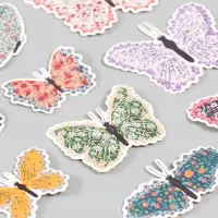 Бабочки картон "Цветочки. Ситец" набор 12 шт h=4-10 см