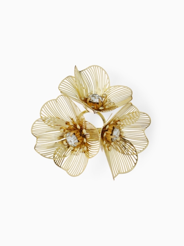 Брошь &laquo;Цветы&raquo; незабудки, цвет белый в золоте