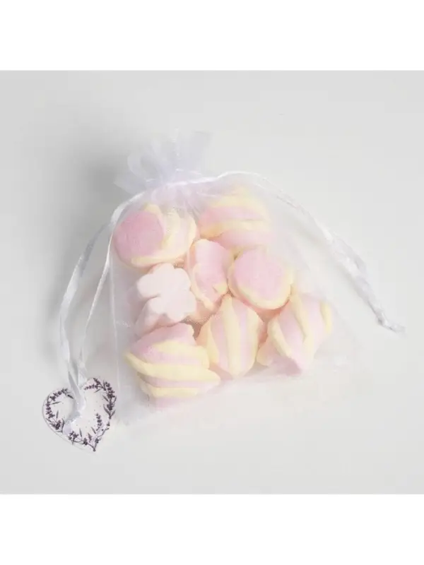 Мешочек подарочный органза белый &laquo;Лаванда&raquo;, с шильдиком, 10 х 12 см +/- 1.5 см