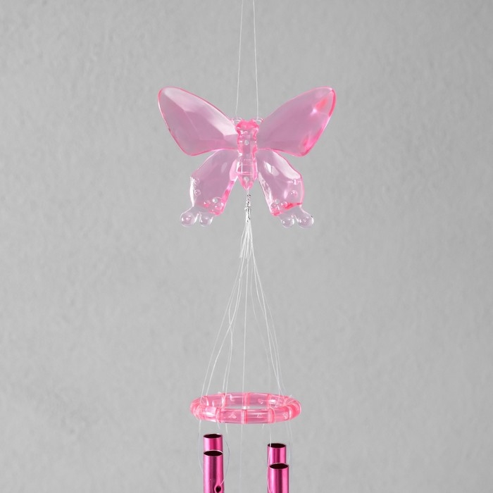 Музыка ветра пластик "Бабочка с цветком" МИКС 4 трубки 40 см