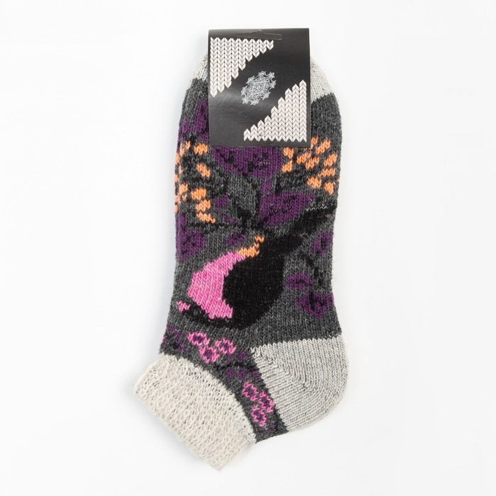 Носки женские шерстяные укороченные, цвет серый, размер 23