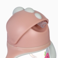 Поильник - непроливайка детский с силиконовой трубочкой &laquo;Фрукты&raquo;, 260 мл., с ручками, розовый