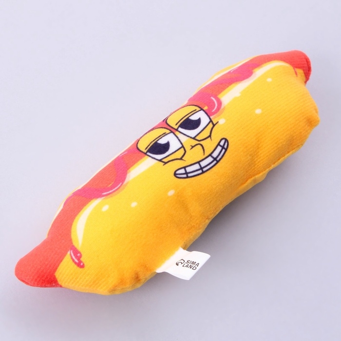 Игрушка для собак с пищалкой &laquo;&lrm;Хот-дог&raquo;&lrm; из текстиля, 18 х 7 см