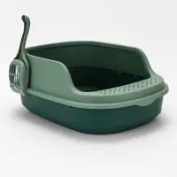 Лоток для кошек Фур-Мур 48&times;35.5 cм с высоким бортом + совок, Soft-touch, изумруд