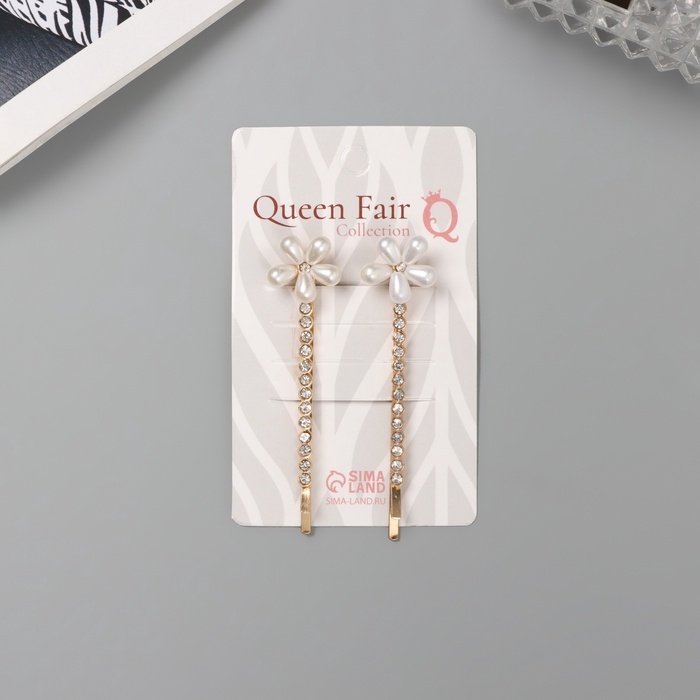 Невидимка для волос &laquo;Глория&raquo; (набор 2 шт) цветок, 6 см, золото