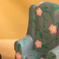 Сувенир дерево "Кресло с цветами" цв. зелёный, 6х5х9,5 см