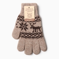 Перчатки однослойные шерстяные, цвет бежевый, размер М Перчатки однослойные шерстяные, цвет бежевый, размер М