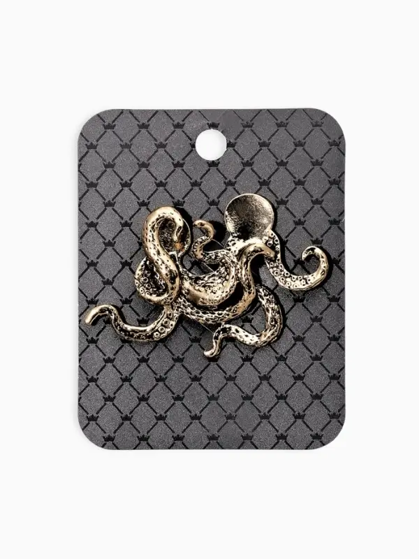 Брошь для кармана "Осьминог", цвет чернёное золото