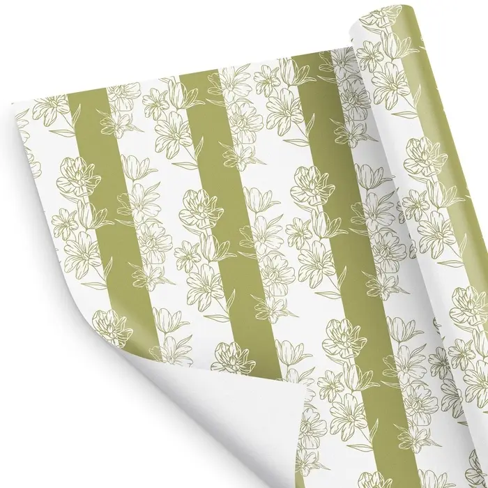 Бумага упаковочная глянцевая &laquo;Контурные цветы&raquo;, 50 &times; 70 см