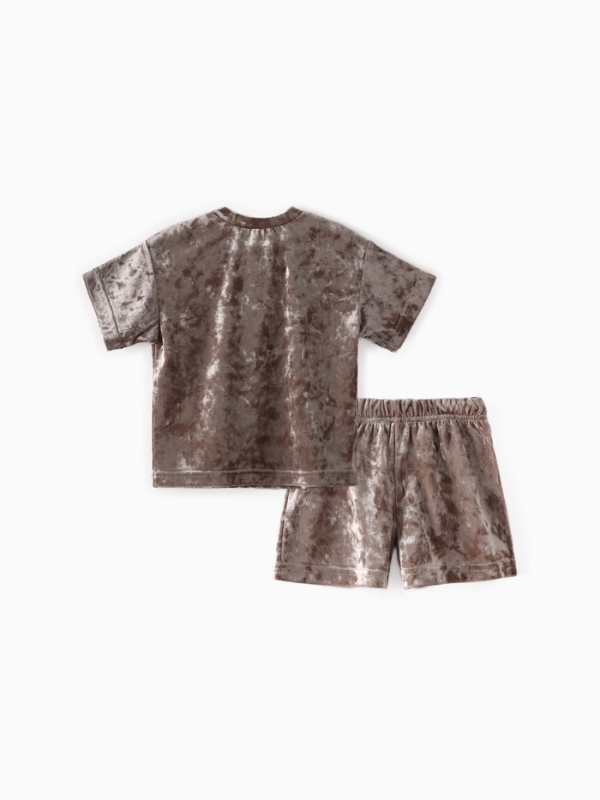Костюм (шорты и футболка) Крошка Я "Бархат", р. 74-80 см, бежевый