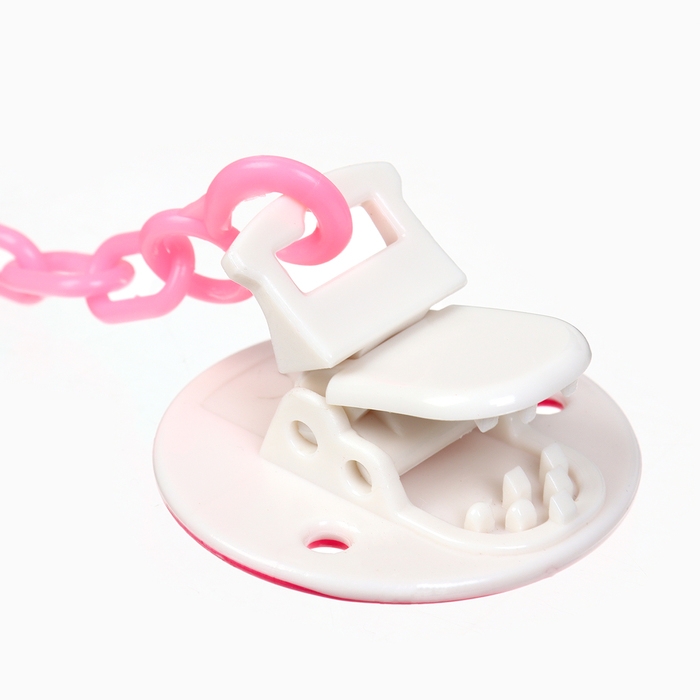 Набор: Соска - пустышка с держателем &laquo;Слоник&raquo;, анатомическая +6 мес, цвет розовый