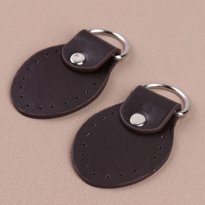 Петля пришивная для сумки, с полукольцом, пара, 8 × 4,5 см, цвет коричневый/серебряный Петля пришивная для сумки, с полукольцом, пара, 8 × 4,5 см, цвет коричневый/серебряный