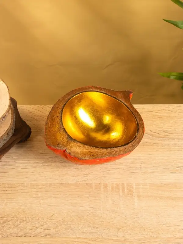 Чаша из кокоса, 19&times;22&times;10 см, красно-золотая