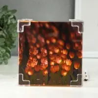 Ночник-зеркало 3D акрил "Бесконечные тюльпаны" 20 цветков в подарочном пакете 12х12х12 см