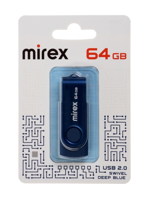USB флэш-накопитель  64 ГБ  Mirex SWIVEL DEEP BLUE 64GB  (ecopack)