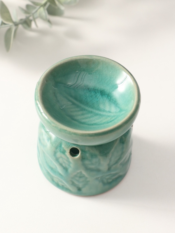 Аромалампа керамика "Листья" морская лагуна 6,7х6,7х7,5 см