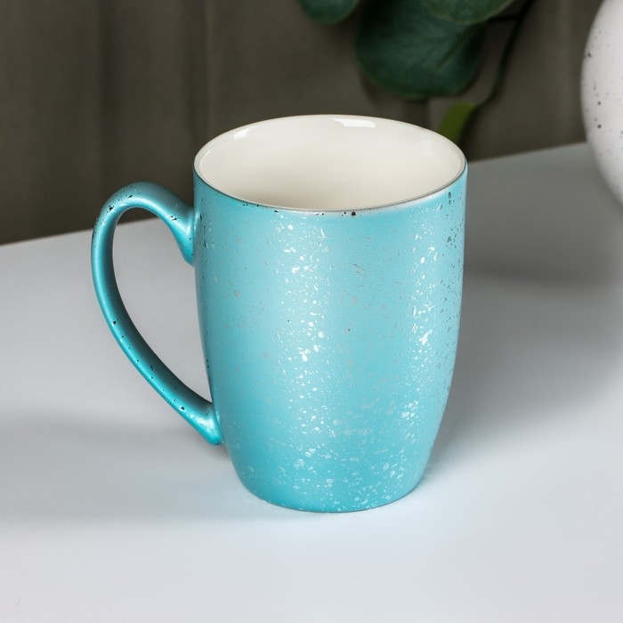 Кружка Доляна &laquo;Блеск&raquo;, 350 мл, керамика, цвет голубой